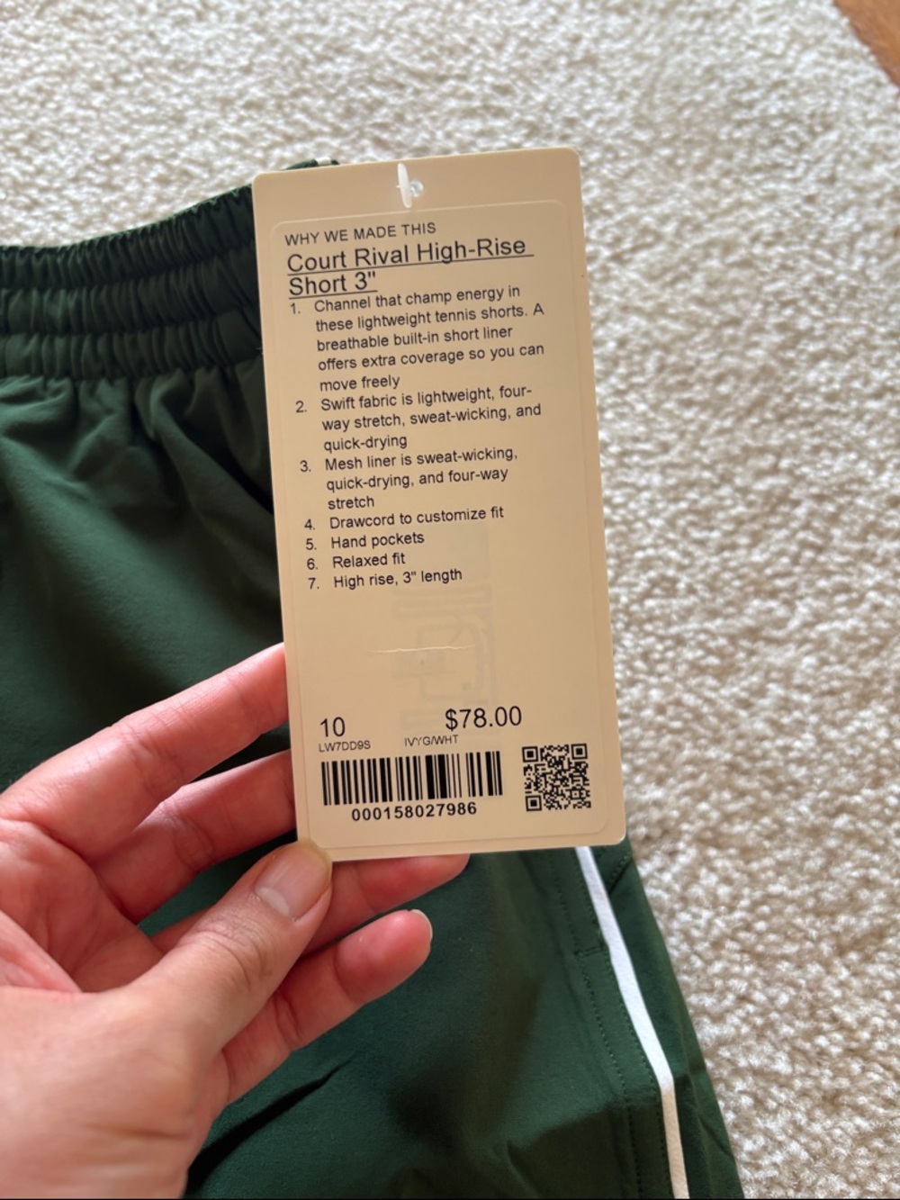 NWT Lululemon Court Rival shorts size 10 - Picture 2 of 7